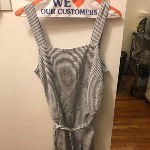 Blue and white striped culotte jumpsuit